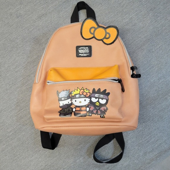 Sanrio Handbags - Naruto Shippuden x Hello Kitty and Friends Mini Backpack Peach Orange *Flaw*